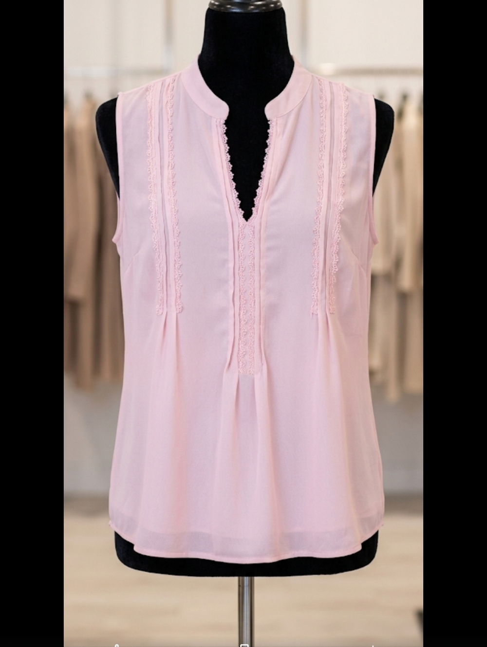 august silk Blush Pink Lace-Trim Sleeveless Camisole